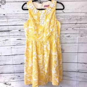 Eliza J retro floral yellow and white dress